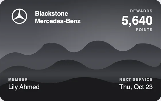 Sample Wallet card for a Mercedes-Benz dealership