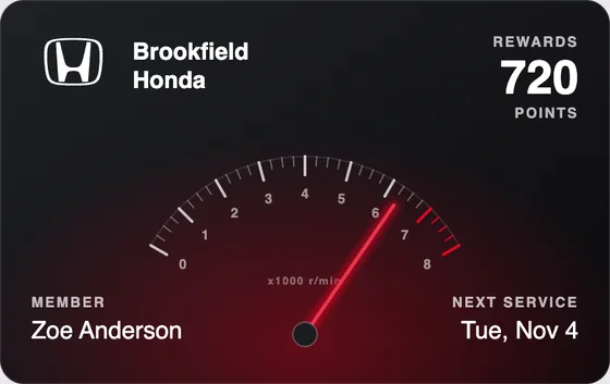 Sample Wallet card for a Honda dealership