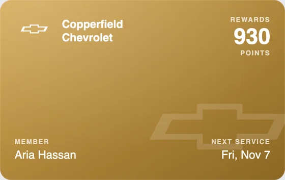 Sample Wallet card for a Chevrolet dealership