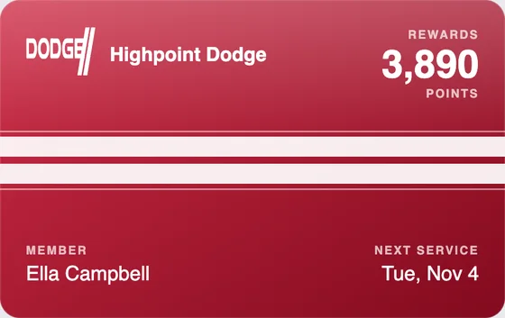 Sample Wallet card for a Dodge dealership