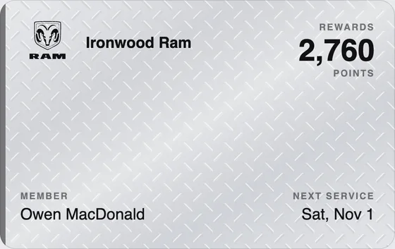 Sample Wallet card for a Ram dealership