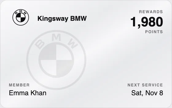 Sample Wallet card for a BMW dealership