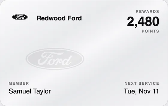 Sample Wallet card for a Ford dealership