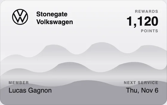 Sample Wallet card for a Volkswagen dealership