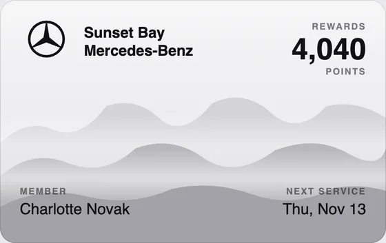 Sample Wallet card for a Mercedes-Benz dealership