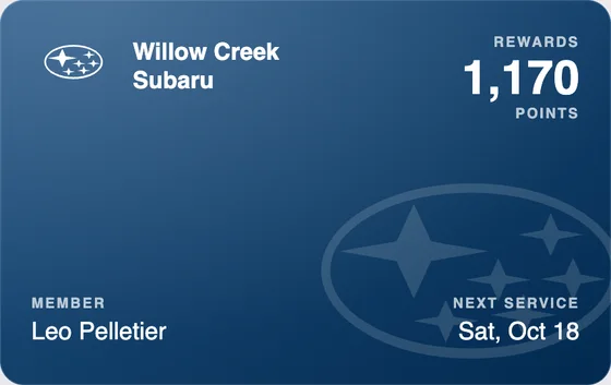 Sample Wallet card for a Subaru dealership